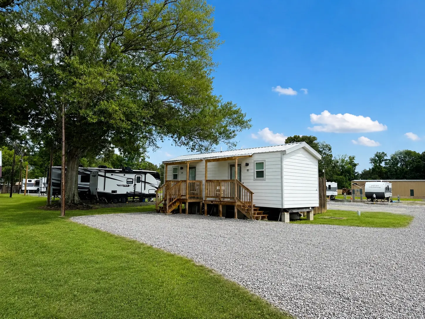 Furnished rental cabin at Feliciana Oaks RV Park