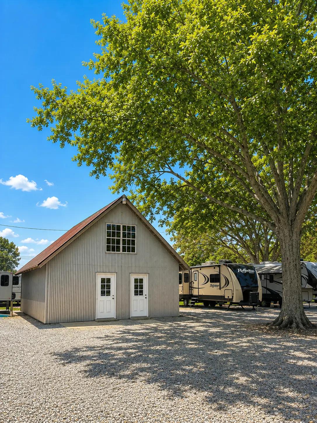 Onsite commercial laundry facility with Speed Queen washers and dryers